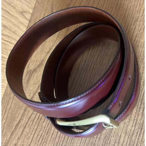 Vintage Coach Cowhide Leather Belt Burgundy 40” 100cm 3931 Brass USA Made - Picture 3 of 11